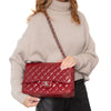 Chanel Red Patent Leather Jumbo Double Flap Classic Bag
