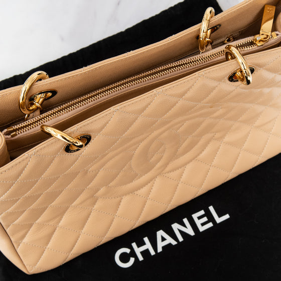 Chanel Beige Leather Grand Shopper Tote Bag