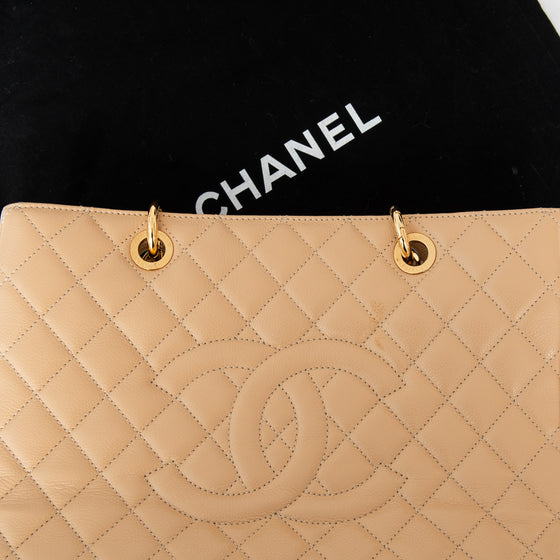 Chanel Beige Leather Grand Shopper Tote Bag