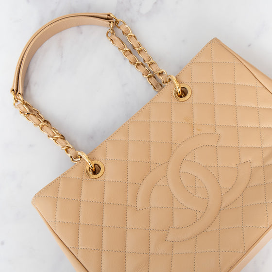 Chanel Beige Leather Grand Shopper Tote Bag