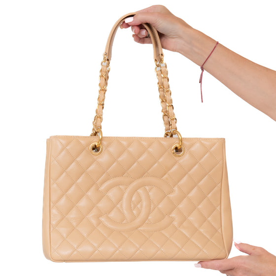 Chanel Beige Leather Grand Shopper Tote Bag