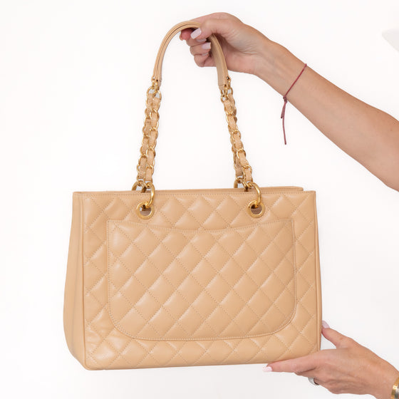 Chanel Beige Leather Grand Shopper Tote Bag
