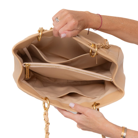 Chanel Beige Leather Grand Shopper Tote Bag