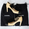 Chanel Light Beige And Black Leather Mary Jane Pumps