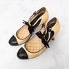 Chanel Light Beige And Black Leather Mary Jane Pumps