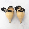 Chanel Light Beige And Black Leather Mary Jane Pumps