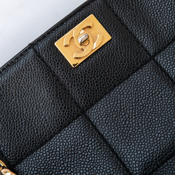 Chanel Black Caviar Leather Chocolate Bar Shoulder  Bag