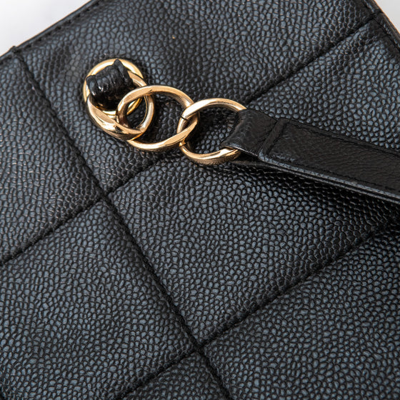 Chanel Black Caviar Leather Chocolate Bar Shoulder  Bag