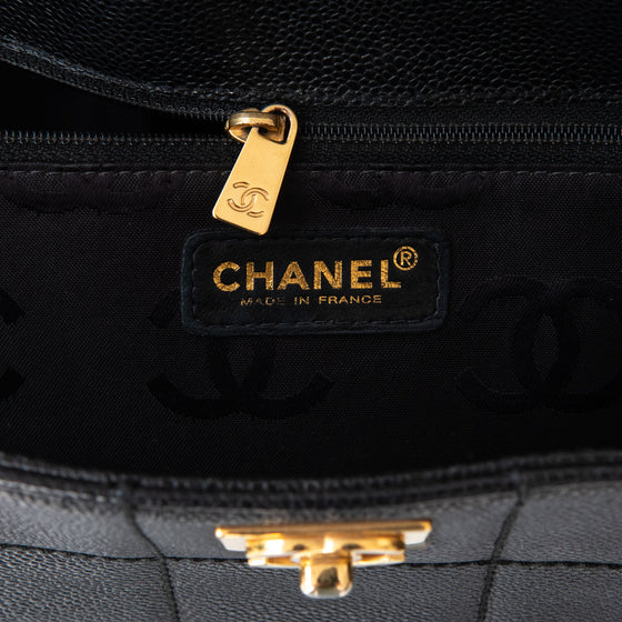 Chanel Black Caviar Leather Chocolate Bar Shoulder  Bag