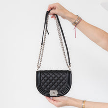  Chanel Black Caviar Quilted Small Boy Messenger Bag