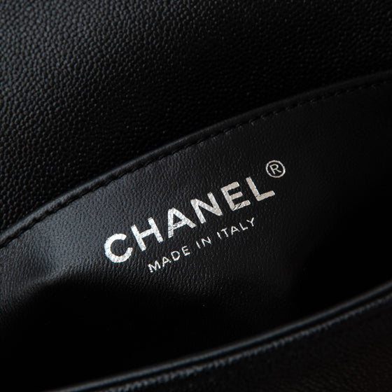 Chanel Black Caviar Quilted Small Boy Messenger Bag