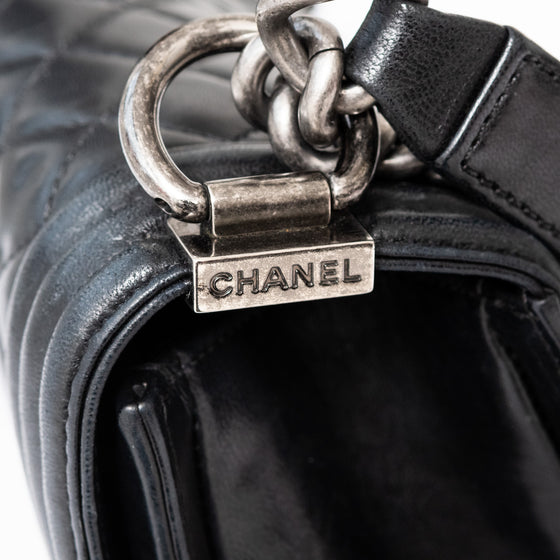 Chanel Classic Black Leather Medium Boy Bag