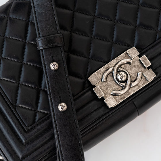 Chanel Classic Black Leather Medium Boy Bag