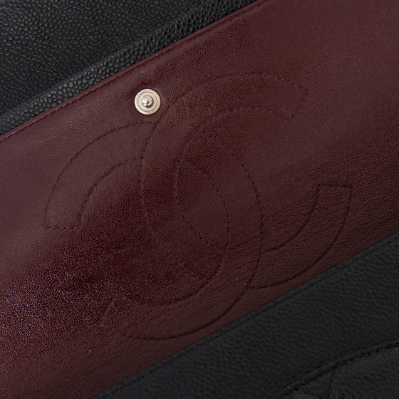 Chanel Black  Caviar Leather Jumbo Double Flap Classic Bag