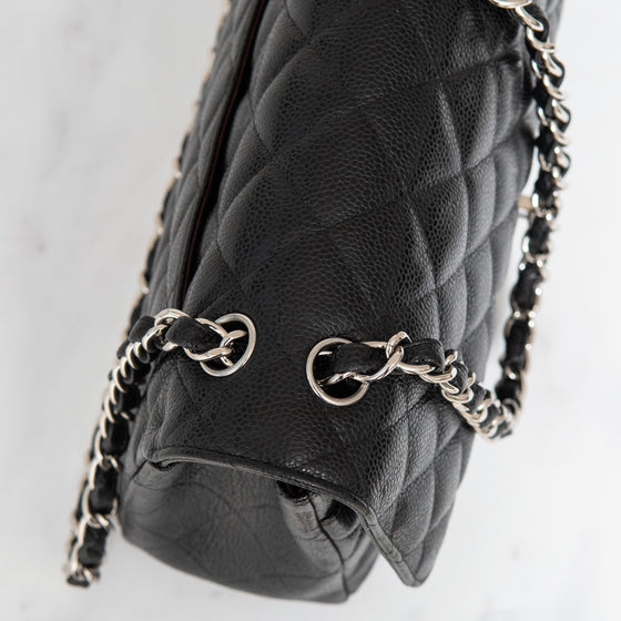 Chanel Black  Caviar Leather Jumbo Double Flap Classic Bag