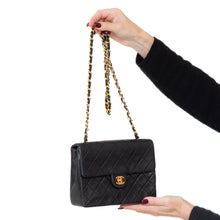  Chanel Vintage Black Leather Square Flap Bag