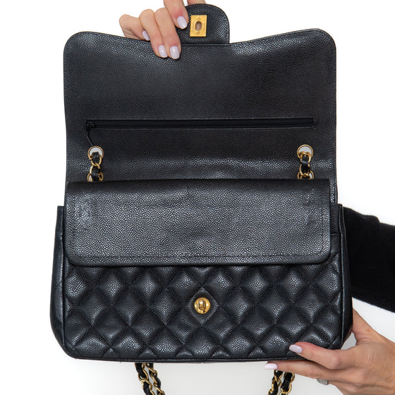 Chanel Jumbo Black Caviar Leather Double Flap Bag