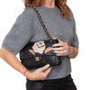 Chanel Black Vintage Applique Camelia Easy Flap Bag