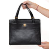 Chanel Vintage CC Black Caviar Leather Tote Bag