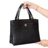 Chanel Vintage CC Black Caviar Leather Tote Bag