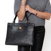 Chanel Vintage CC Black Caviar Leather Tote Bag