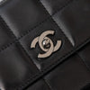 Chanel Vintage Black Multi Chain Chocolate Bar Quilted  Flap Bag