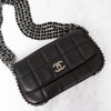 Chanel Vintage Black Multi Chain Chocolate Bar Quilted  Flap Bag