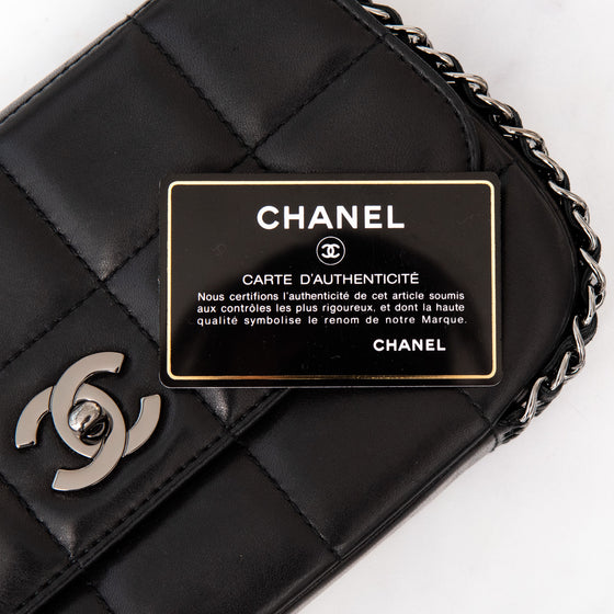 Chanel Vintage Black Multi Chain Chocolate Bar Quilted  Flap Bag