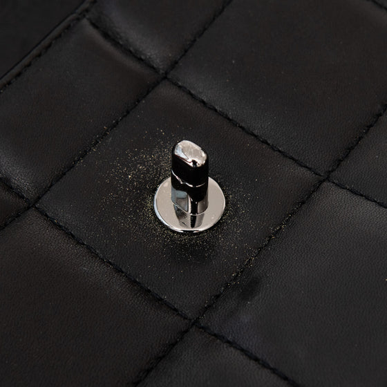 Chanel Vintage Black Multi Chain Chocolate Bar Quilted  Flap Bag