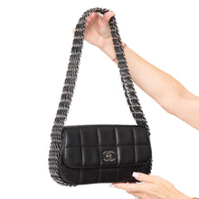  Chanel Vintage Black Multi Chain Chocolate Bar Quilted  Flap Bag