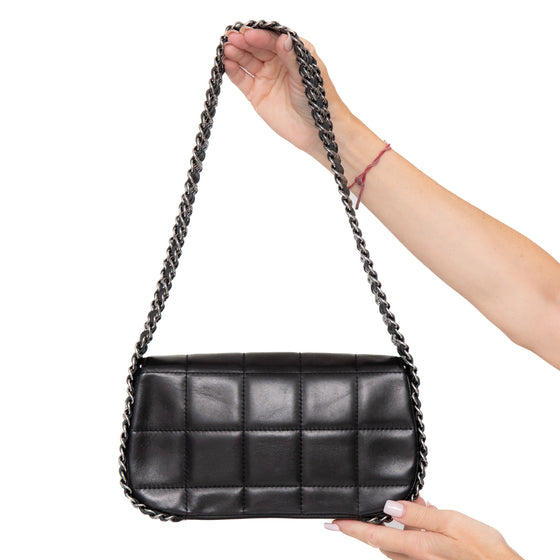 Chanel Vintage Black Multi Chain Chocolate Bar Quilted  Flap Bag