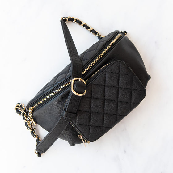 Chanel Black Caviar Quilted Business Affinity Belt Bum Bag