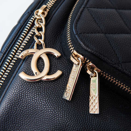 Chanel Black Caviar Quilted Business Affinity Belt Bum Bag