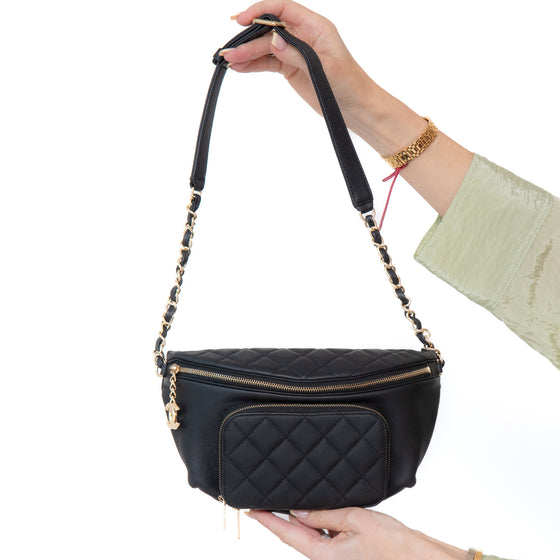 Chanel Black Caviar Quilted Business Affinity Belt Bum Bag