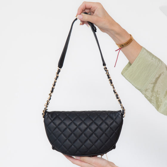 Chanel Black Caviar Quilted Business Affinity Belt Bum Bag