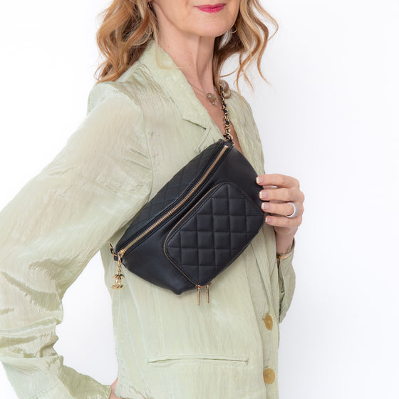Chanel Black Caviar Quilted Business Affinity Belt Bum Bag