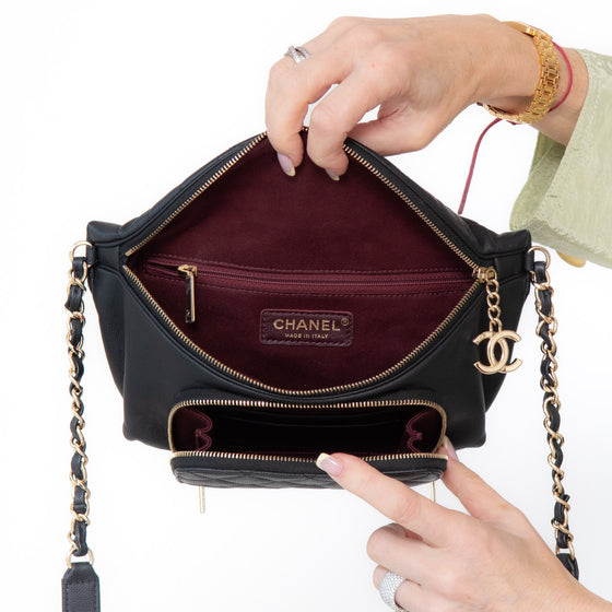 Chanel Black Caviar Quilted Business Affinity Belt Bum Bag