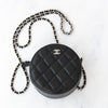 Chanel Black Caviar Quilted Round Crossbody Leather Bag