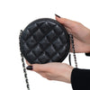 Chanel Black Caviar Quilted Round Crossbody Leather Bag