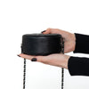 Chanel Black Caviar Quilted Round Crossbody Leather Bag