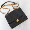 Chanel Black Chaine Lettre Quilted Leather Square Flap Bag