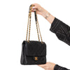 Chanel Black Chaine Lettre Quilted Leather Square Flap Bag