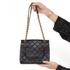 Chanel Black Chaine Lettre Quilted Leather Square Flap Bag