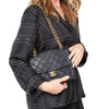 Chanel Black Chaine Lettre Quilted Leather Square Flap Bag