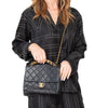 Chanel Black Chaine Lettre Quilted Leather Square Flap Bag