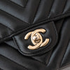 Chanel Black Chevron Leather  Medium Classic Double Flap Bag