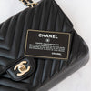 Chanel Black Chevron Leather  Medium Classic Double Flap Bag