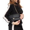 Chanel Black Chevron Leather  Medium Classic Double Flap Bag