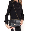 Chanel Black Chevron Leather  Medium Classic Double Flap Bag