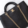 Chanel Black Chevron Statement Shopping Tote Leather Bag